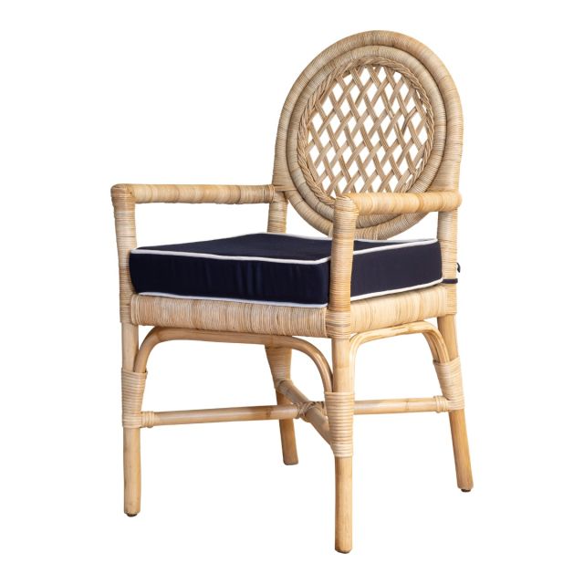 Louis XVI Trellis Rattan Arm Chair