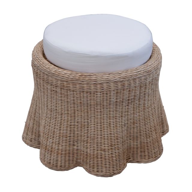 Scallop Small Round Cushioned Ottoman